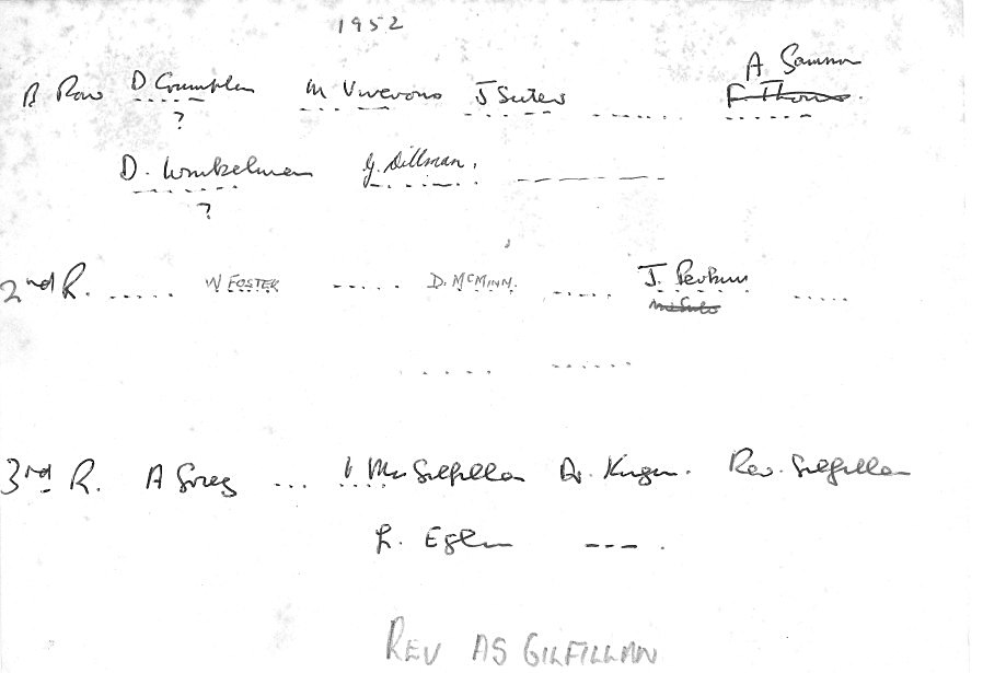 Year of 1952 BI Group 1952 Hand written names