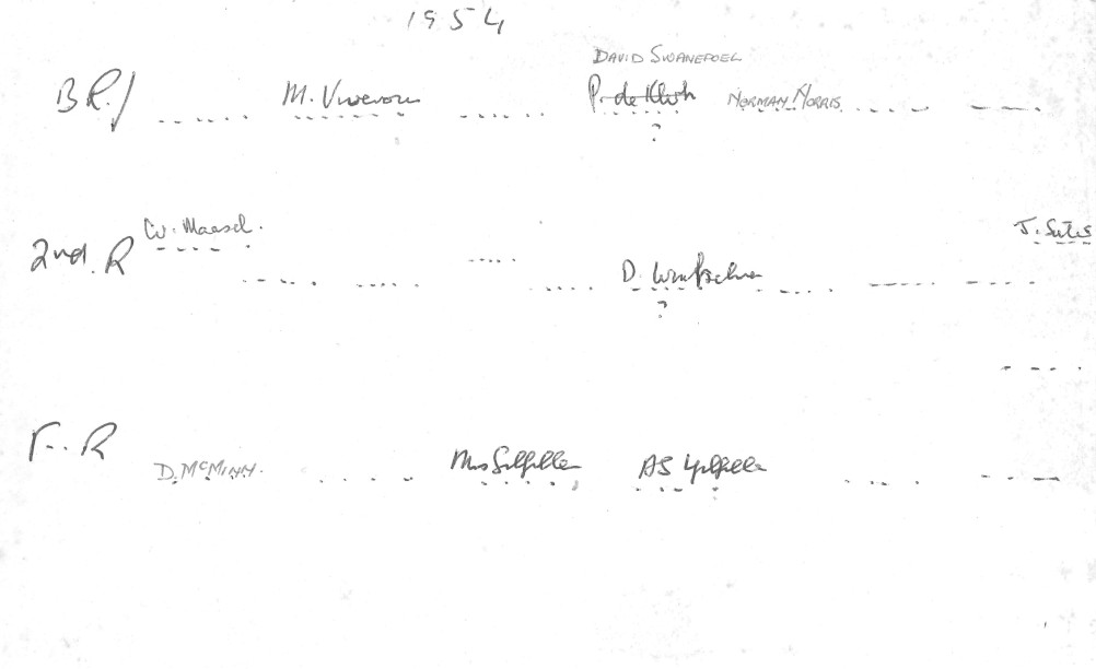 1954 Hand written names